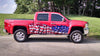 usa flag wrap on dully red truck